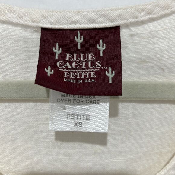 Blue Cactus Petite 100% Linen Womens Maxi Boho Aztec Dress Cream PXS USA - Picture 2 of 9